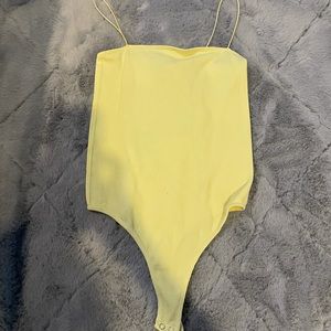 Yellow forever 21 spaghetti strap bodysuit